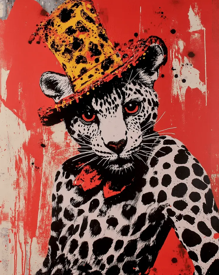 Pop Art Leopard II - Animal Circus Clowns Wall Art Prints – 8″x10″ Artwork for 11″x14″ Frame