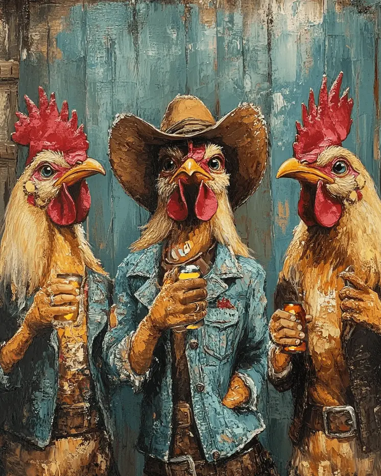 The After Crowing Break - Anthropomorphic Wall Art Prints – 8″x10″ Artwork for 11″x14″ Frame