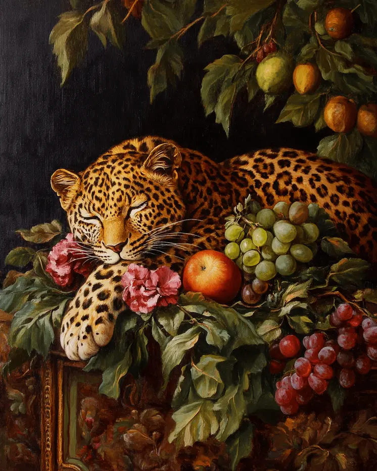 Sleeping Jaguar - Animal Still Life Wall Art Prints – 8″x10″ Artwork for 11″x14″ Frame