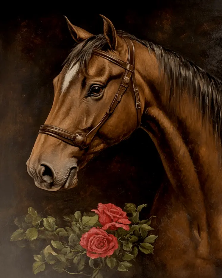 Horse Portrait - Animal Still Life Wall Art Prints – 8″x10″ Artwork for 11″x14″ Frame