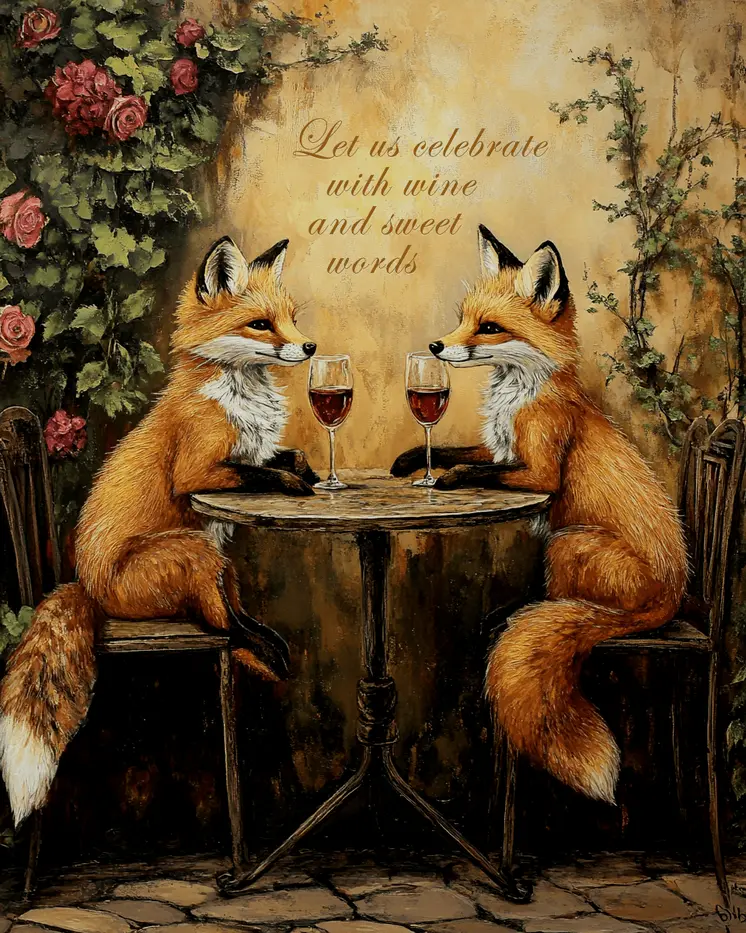 Let Us Celebrate - Fox Animal Memes – 8″x10″ Artwork in 11″x14″ Mat