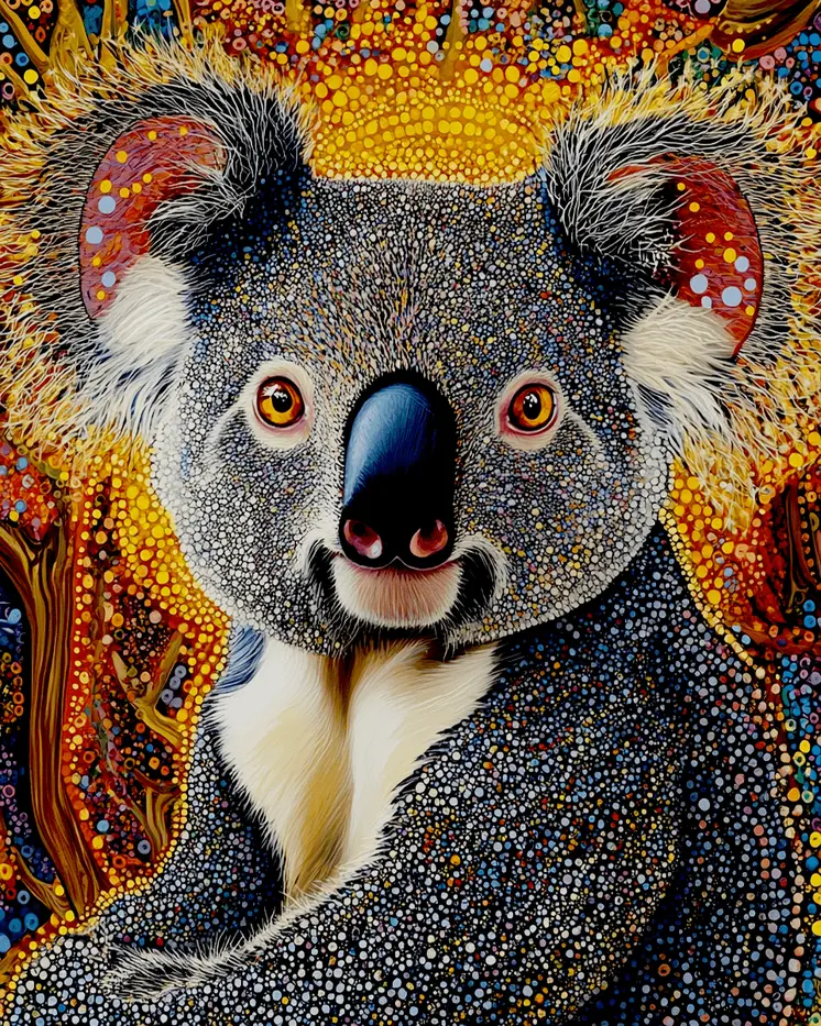 Koala Bear Portrait - Australian Wildlife Wall Art Prints – 8″x10″ Artwork for 11″x14″ Frame