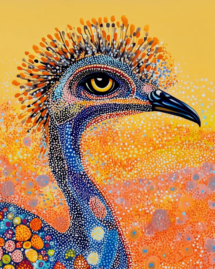 Emu Portrait - Australian Wildlife Wall Art Prints – 8″x10″ Artwork for 11″x14″ Frame