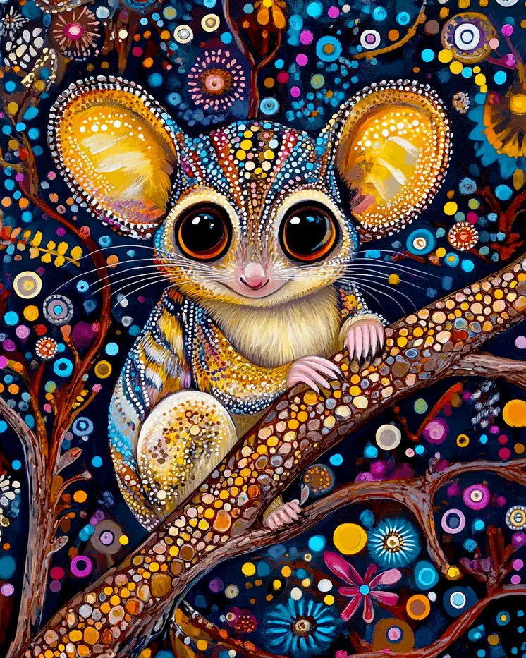 Happy Sugar Glider - Australian Wildlife Wall Art Prints – 8″x10″ Artwork for 11″x14″ Frame