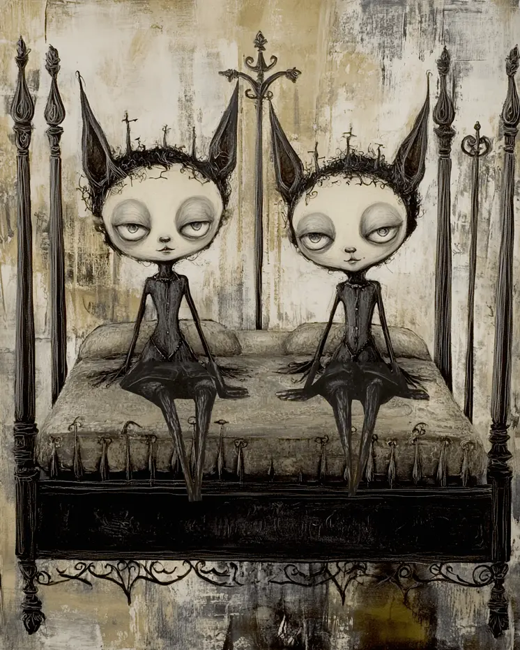 Elves Unhappy in Bed - Bedroom Art Prints – 8″x10″ Artwork in 11″x14″ Mat