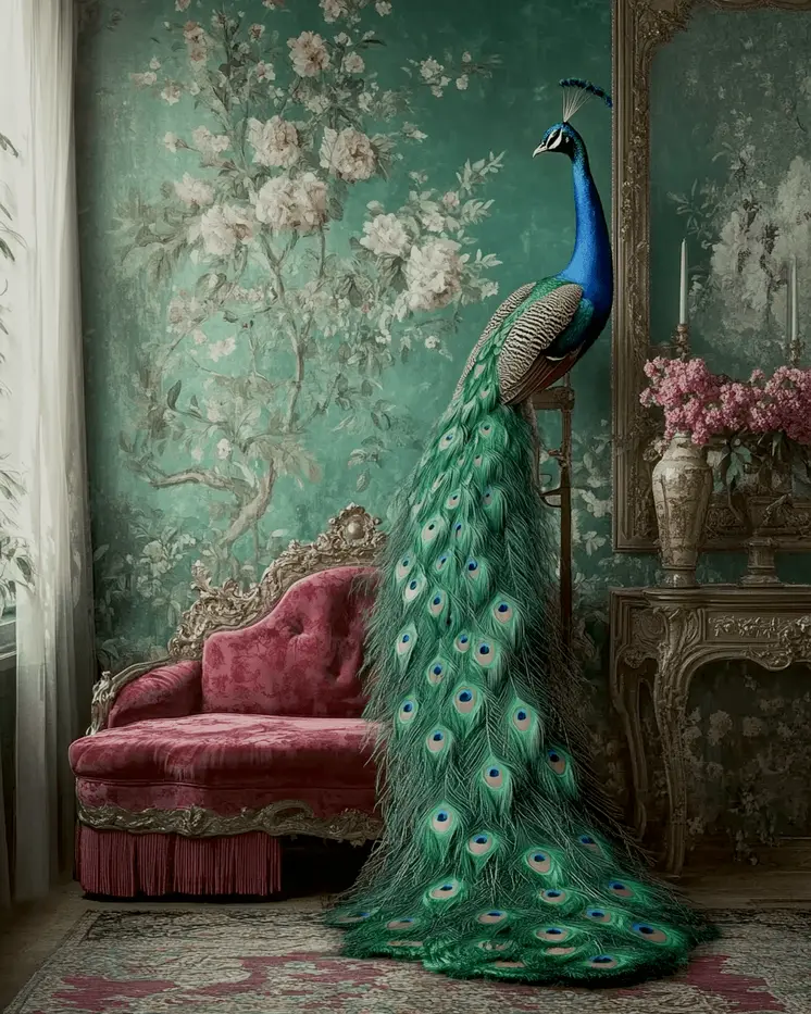 Peacock Morning - Bedroom Art Prints – 8″x10″ Artwork in 11″x14″ Mat