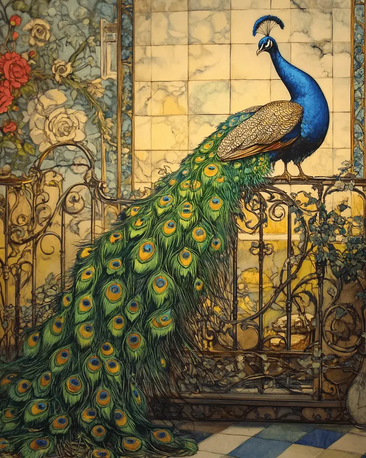 Vintage Peacock - Bedroom Art Prints – 8″x10″ Artwork in 11″x14″ Mat