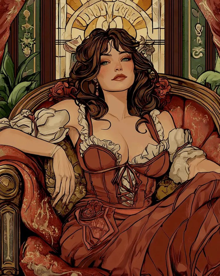 Saloon Girl #2 - Bedroom Art Prints – 8″x10″ Artwork in 11″x14″ Mat