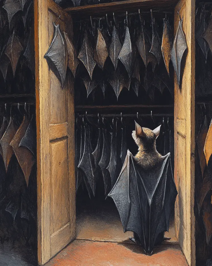 Bat Closet - Bedroom Art Prints – 8″x10″ Artwork in 11″x14″ Mat