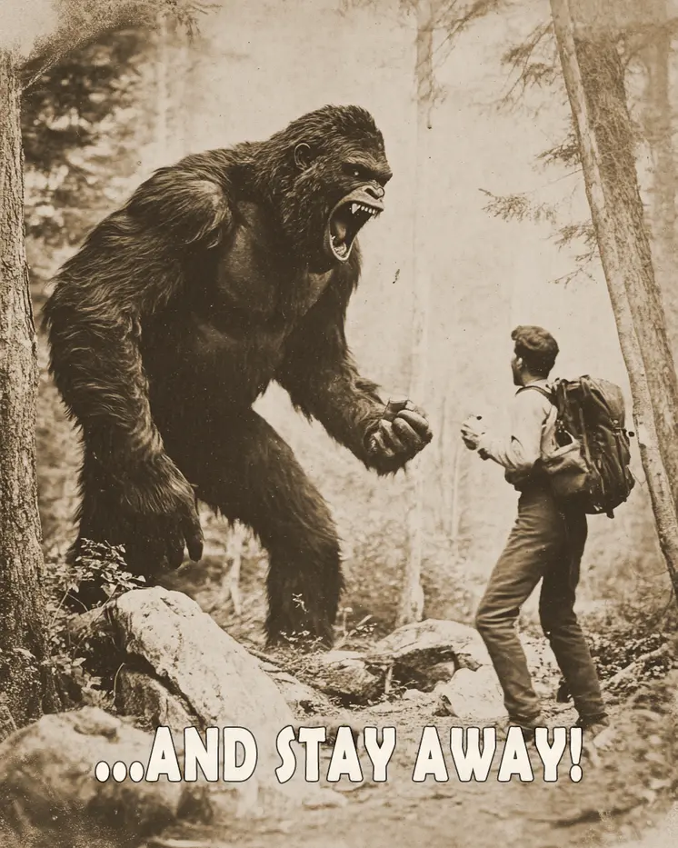 Stay Away - Bigfoot and Sasquatch Wall Art Prints – 8″x10″ Artwork in 11″x14″ Mat