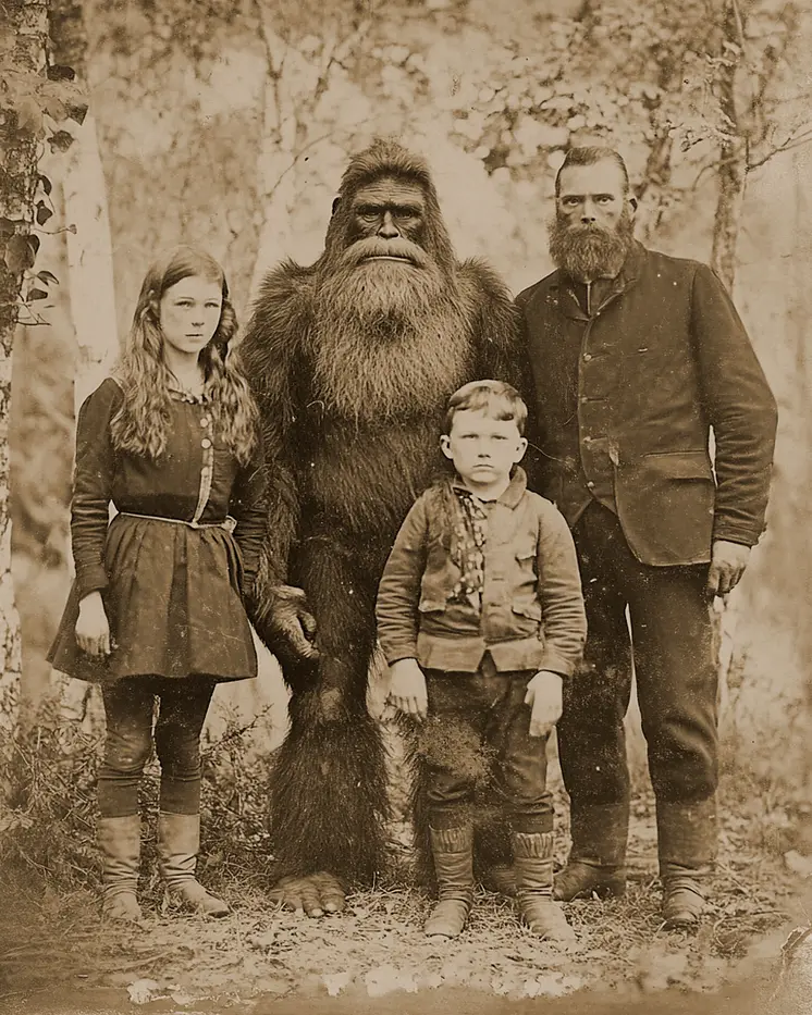 Family Portrait - Bigfoot and Sasquatch Wall Art Prints – 8″x10″ Artwork in 11″x14″ Mat