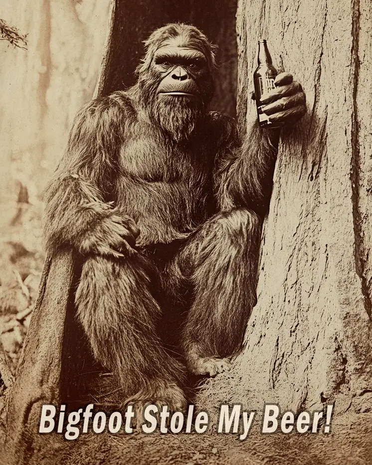 Stole My Beer - Bigfoot and Sasquatch Wall Art Prints – 8″x10″ Artwork in 11″x14″ Mat
