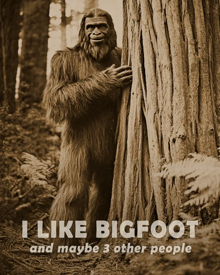 I Like Bigfoot - Bigfoot and Sasquatch Wall Art Prints – 8″x10″ Artwork in 11″x14″ Mat