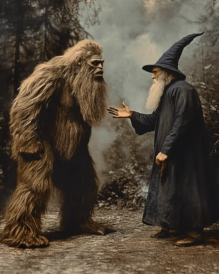 The Argument with the Wizard - Bigfoot Art Prints – 8″x10″ Artwork in 11″x14″ Mat