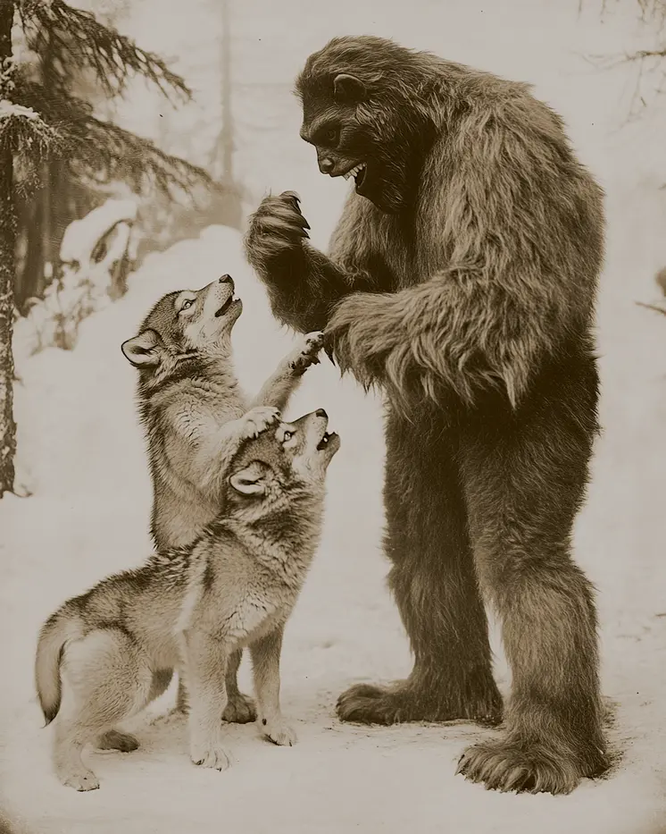 Who wants to go for a walk? - Bigfoot Art Prints – 8″x10″ Artwork in 11″x14″ Mat