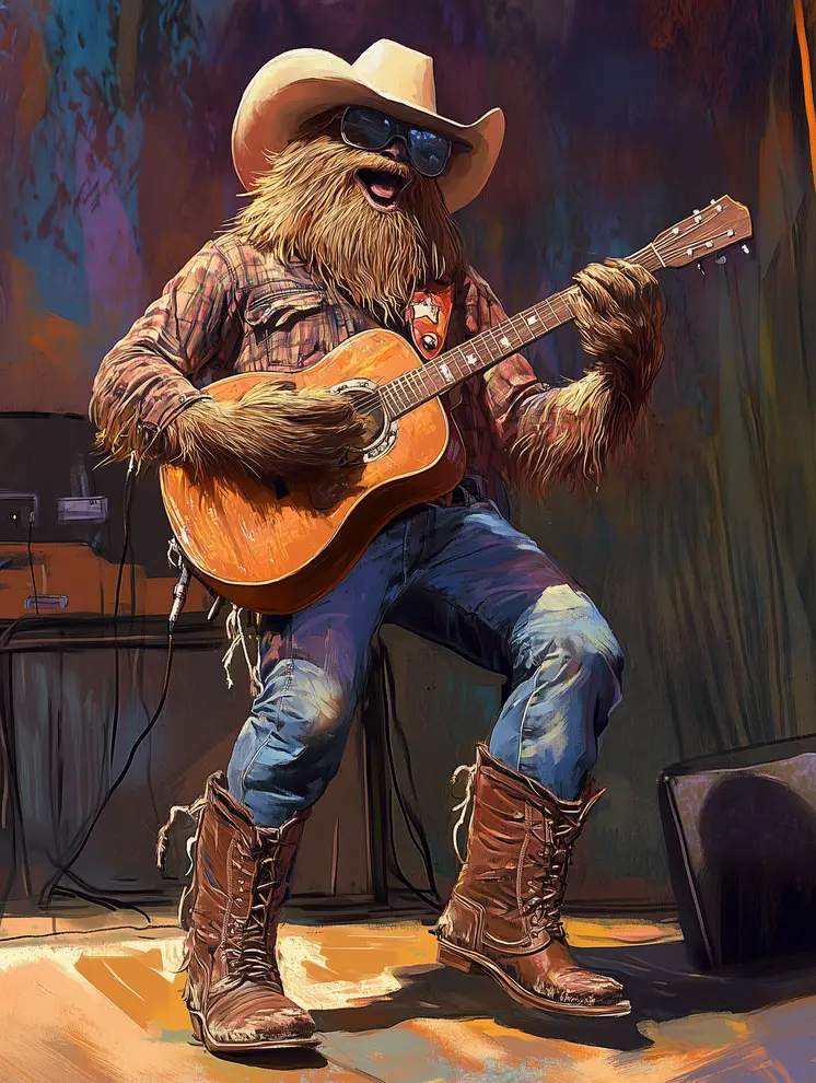 Bigfoot Country Rock - Bigfoot and Sasquatch Wall Art Prints – 8″x10″ Artwork in 11″x14″ Mat