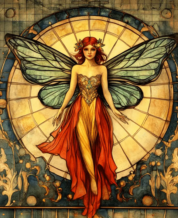 Fairy Nouveau - Fairies Wall Art Prints – 8″x10″ Artwork for 11″x14″ Frame