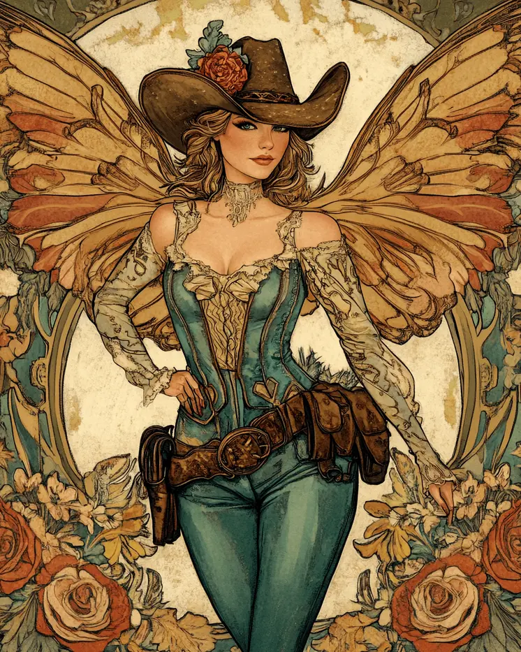 Southwest Cowgirl Fairy - Southwestern Fairies Wall Art Prints – 8″x10″ Artwork for 11″x14″ Frame