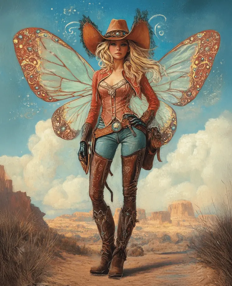 Cowgirl Fairy - Southwestern Fairies Wall Art Prints – 8″x10″ Artwork for 11″x14″ Frame