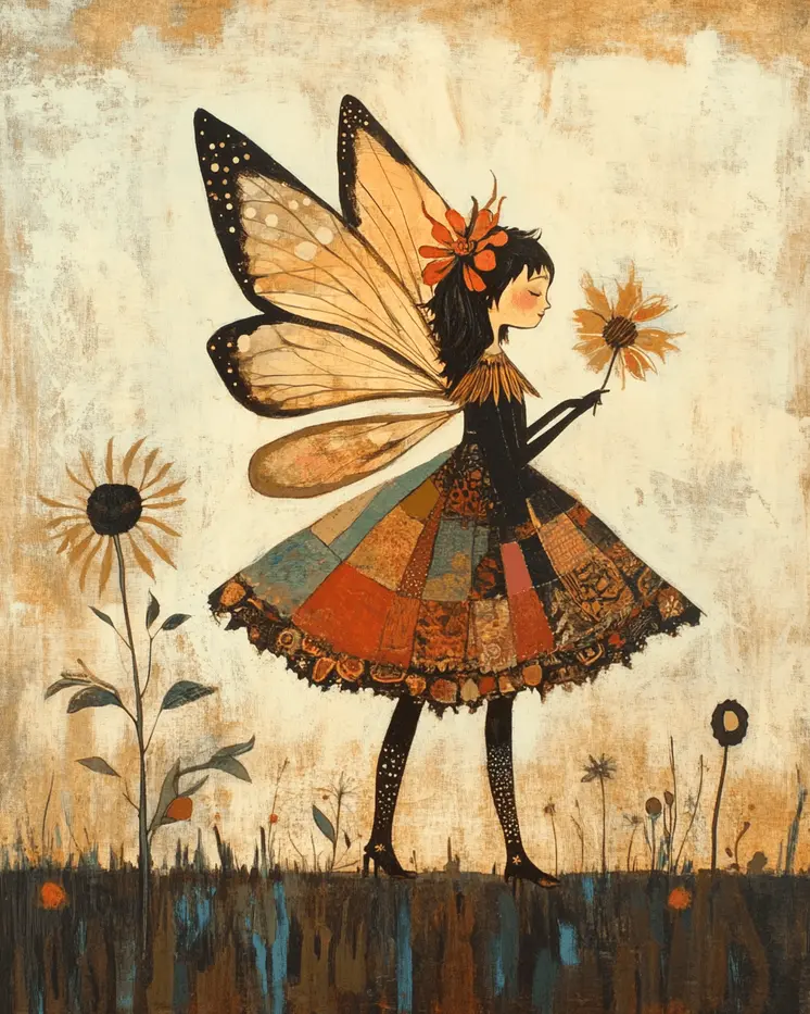 Fairy Holding a Flower - Southwest Fairies Wall Art Prints – 8″x10″ Artwork for 11″x14″ Frame
