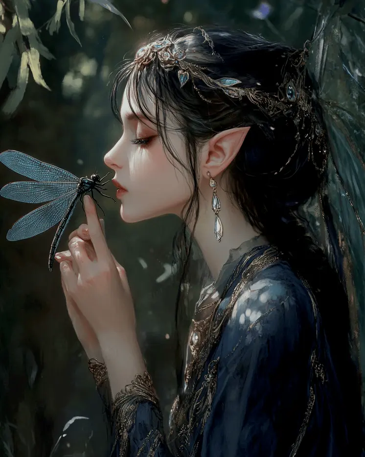 Fairy Mentors to Dragonfly - Fairies Wall Art Prints – 8″x10″ Artwork for 11″x14″ Frame