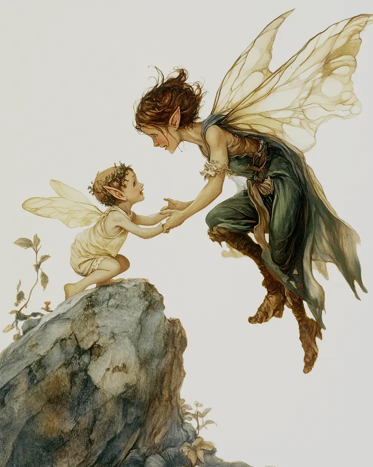 Fairy Mom and Baby - Fairies Wall Art Prints – 8″x10″ Artwork for 11″x14″ Frame