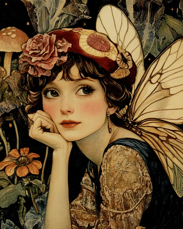 Fairy Lost in Thought - Fairies Wall Art Prints – 8″x10″ Artwork for 11″x14″ Frame