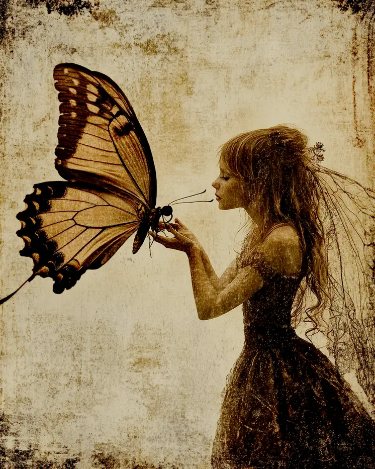 Fairy Comforting Butterfly - Fairies Wall Art Prints – 8″x10″ Artwork for 11″x14″ Frame