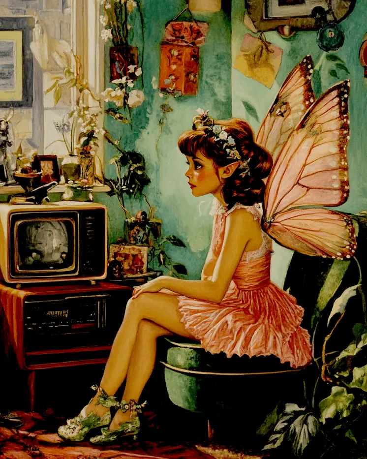 Fairy Sitting at Home - Fairies Wall Art Prints – 8″x10″ Artwork for 11″x14″ Frame