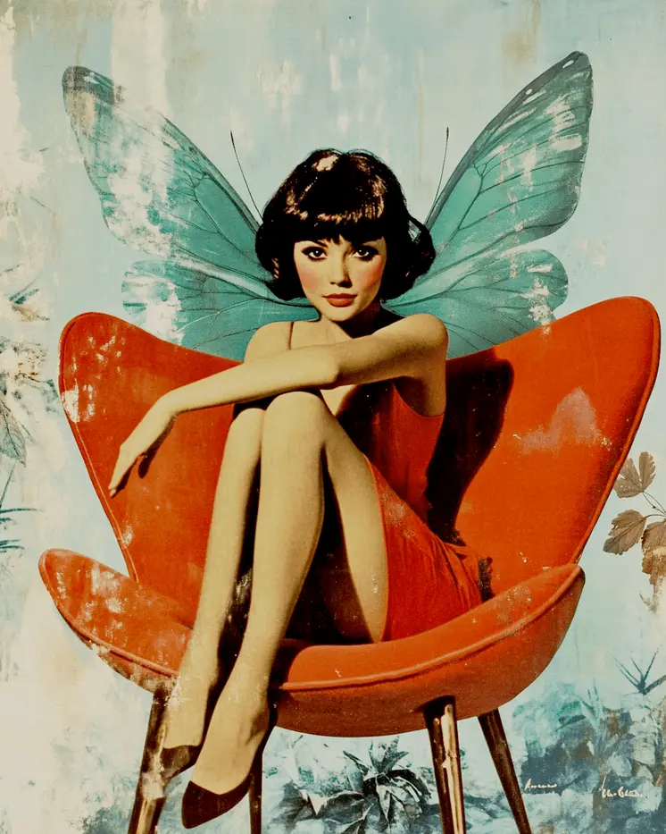 Fairy in Chair - Fairies Wall Art Prints – 8″x10″ Artwork for 11″x14″ Frame