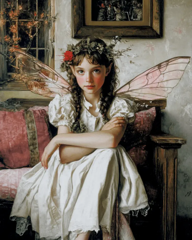 Waiting Fairy - Fairies Wall Art Prints – 8″x10″ Artwork for 11″x14″ Frame