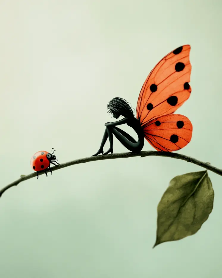 Fairy and Ladybug - Fairies Wall Art Prints – 8″x10″ Artwork for 11″x14″ Frame
