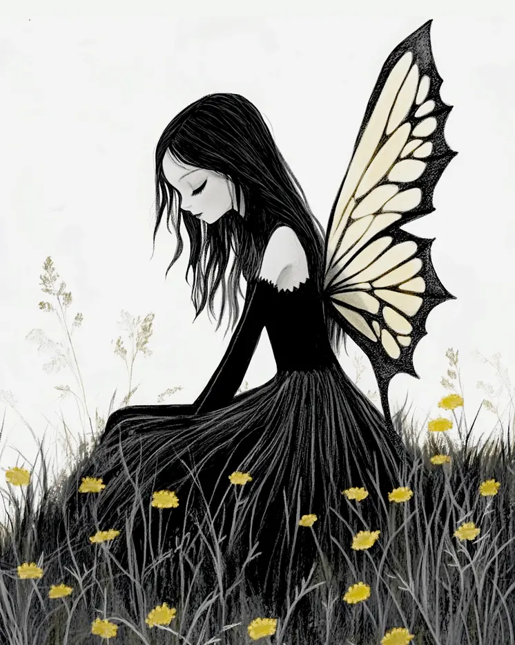 Lonely Fairy - Fairies Wall Art Prints – 8″x10″ Artwork for 11″x14″ Frame