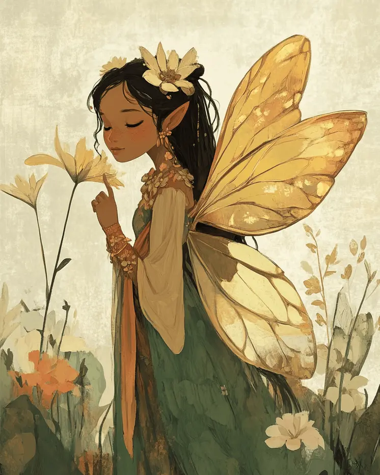 Calm Fairy - Fairies Wall Art Prints – 8″x10″ Artwork for 11″x14″ Frame