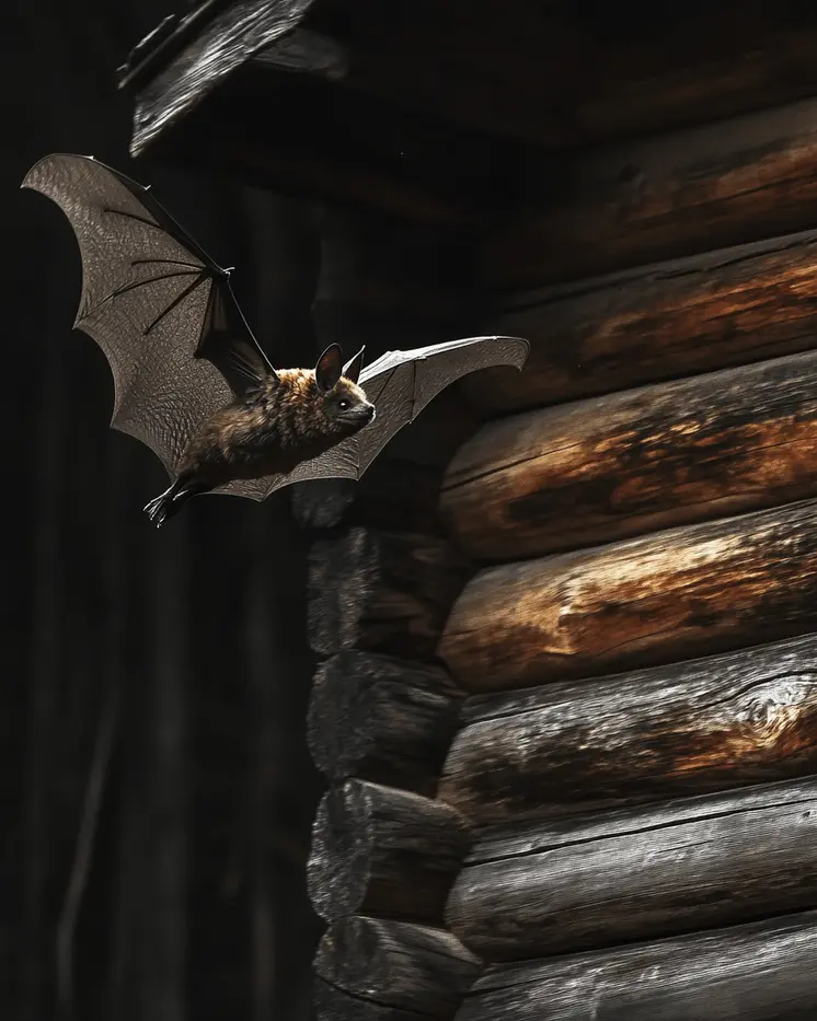 Bat Heading Out for the Night - Log Cabin Companions Wall Art Prints – 8″x10″ Artwork for 11″x14″ Frame