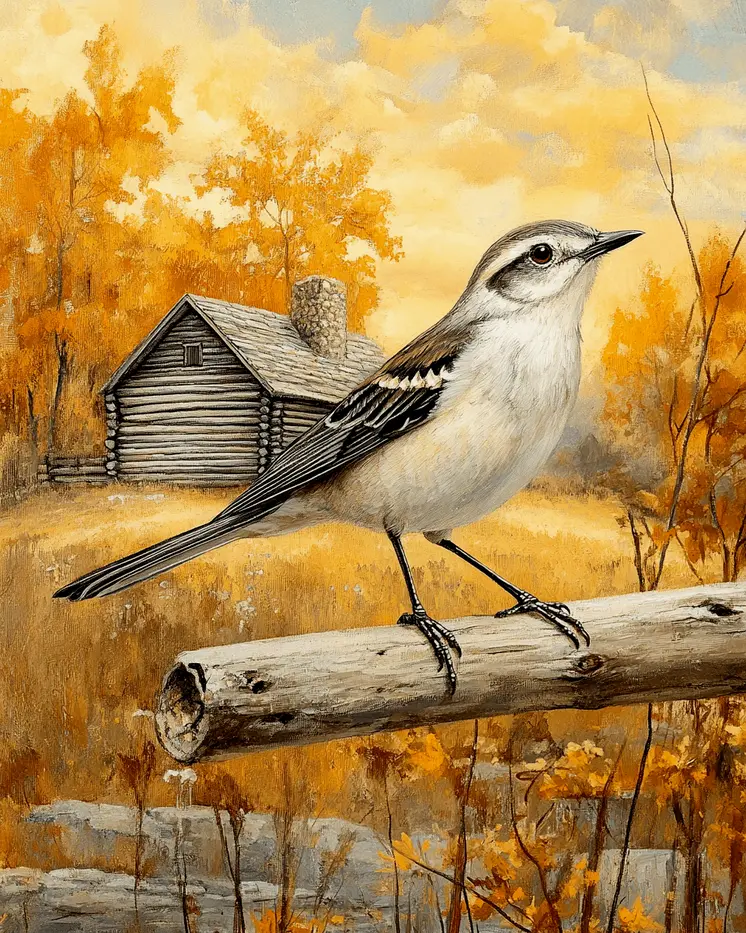 Mockingbird by Homestead - Log Cabin Companions Wall Art Prints – 8″x10″ Artwork for 11″x14″ Frame