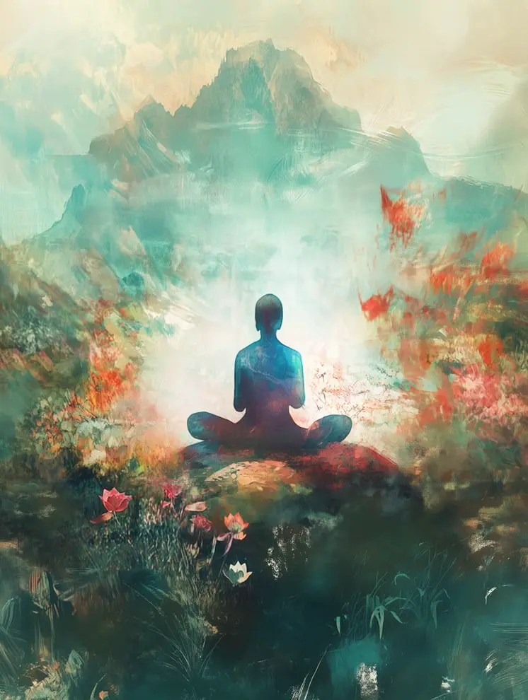 Mountain Meditation - Zen Art for Meditation Home Decor Wall Art Prints – 8″x10″ Artwork – 11″x14″ Matte