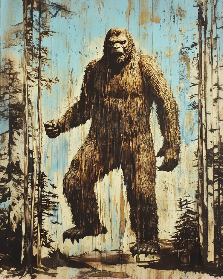 Bigfoot Double Process Print- Bigfoot Folk Art Prints – 8″x10″ Artwork in 11″x14″ Mat