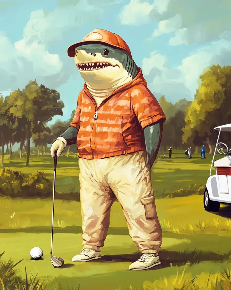 Golf Shark – Humor That Bites 8″x10″ Artwork in 11″x14″ Mat