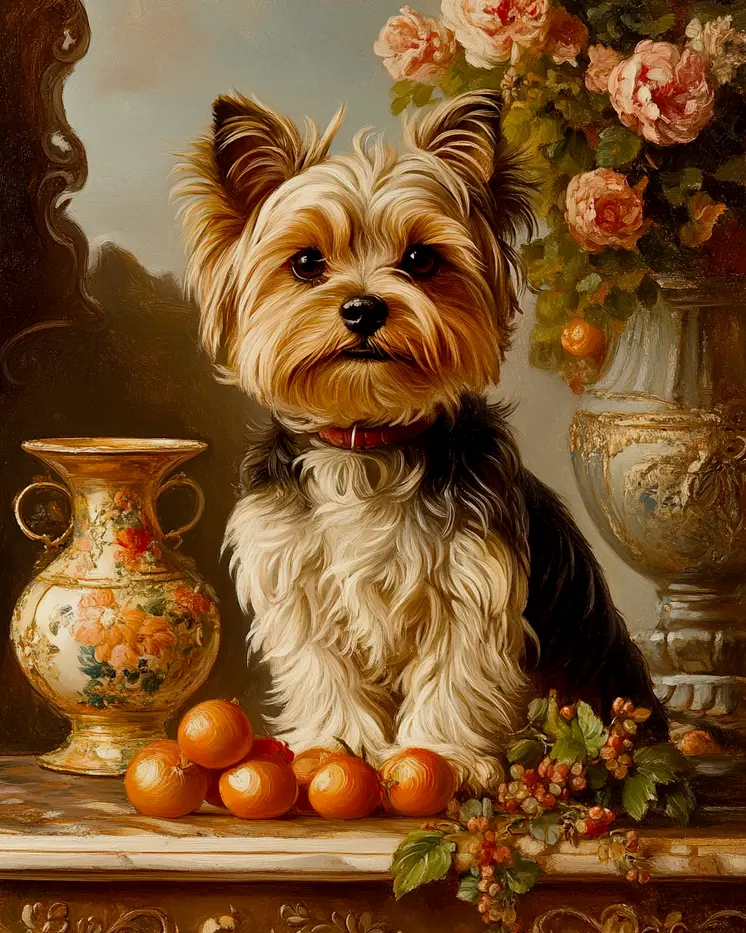 Classic Yorkshire Terrier - Pet Dog Still Life Wall Art Prints – 8″x10″ Artwork for 11″x14″ Frame
