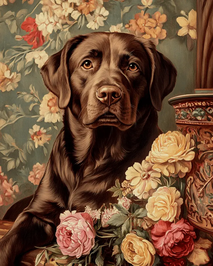 Brown Labrador Retriever - Pet Dog Still Life Wall Art Prints – 8″x10″ Artwork for 11″x14″ Frame