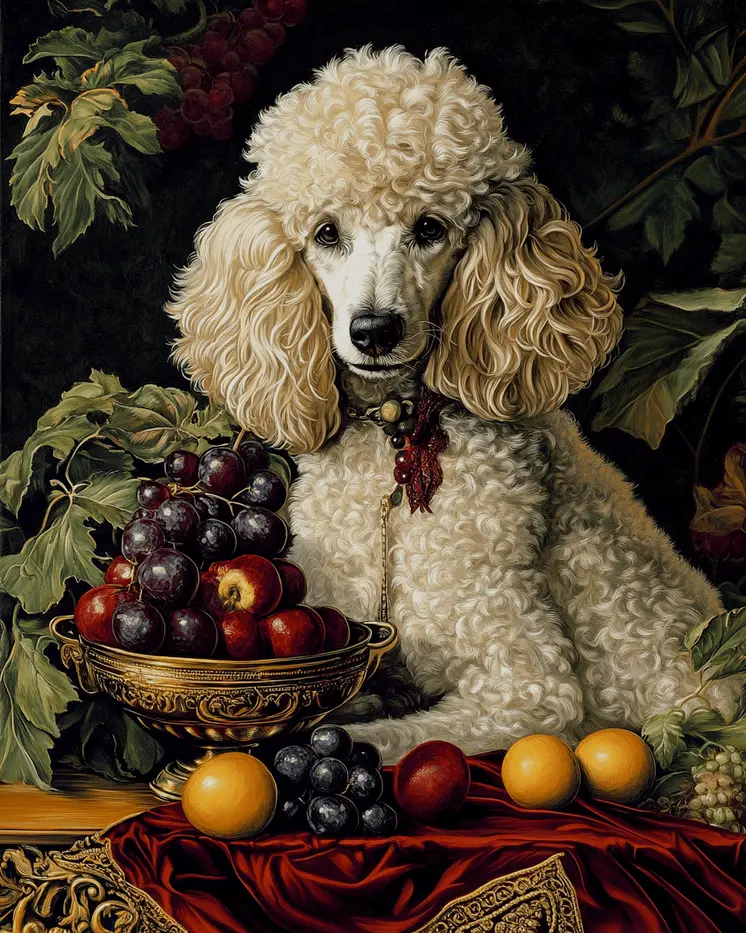 Poodle Portrait - Pet Dog Still Life Wall Art Prints – 8″x10″ Artwork for 11″x14″ Frame