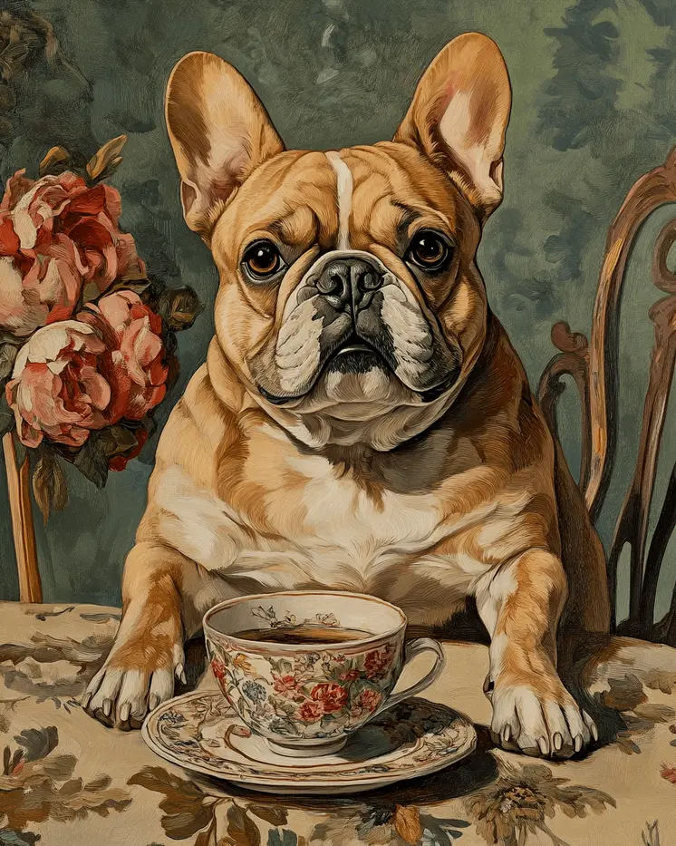 French Bulldog Named Rose - Pet Dog Still Life Wall Art Prints – 8″x10″ Artwork for 11″x14″ Frame