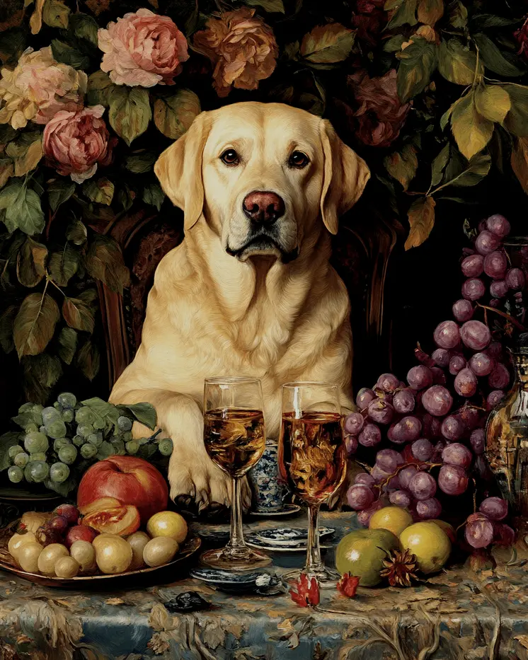 Classic Yellow Labrador Retriever - Pet Dog Still Life Wall Art Prints – 8″x10″ Artwork for 11″x14″ Frame
