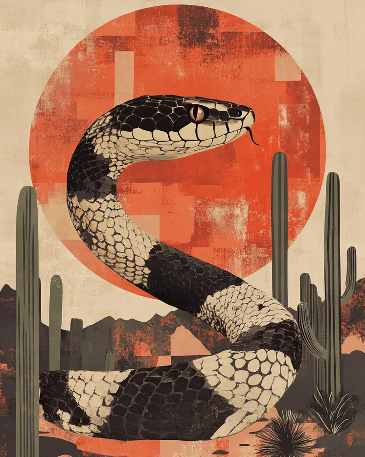 High Desert Snake - Southwestern Decor Art Prints – 8″x10″ Artwork in 11″x14″ Mat