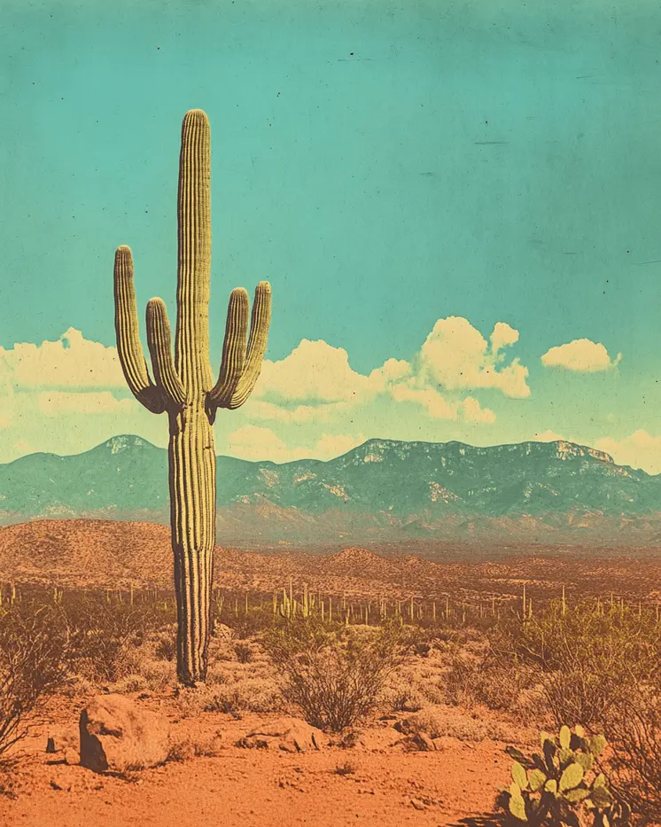 Antique Style Saguaro Cactus - Southwestern Decor Art Prints – 8″x10″ Artwork in 11″x14″ Mat