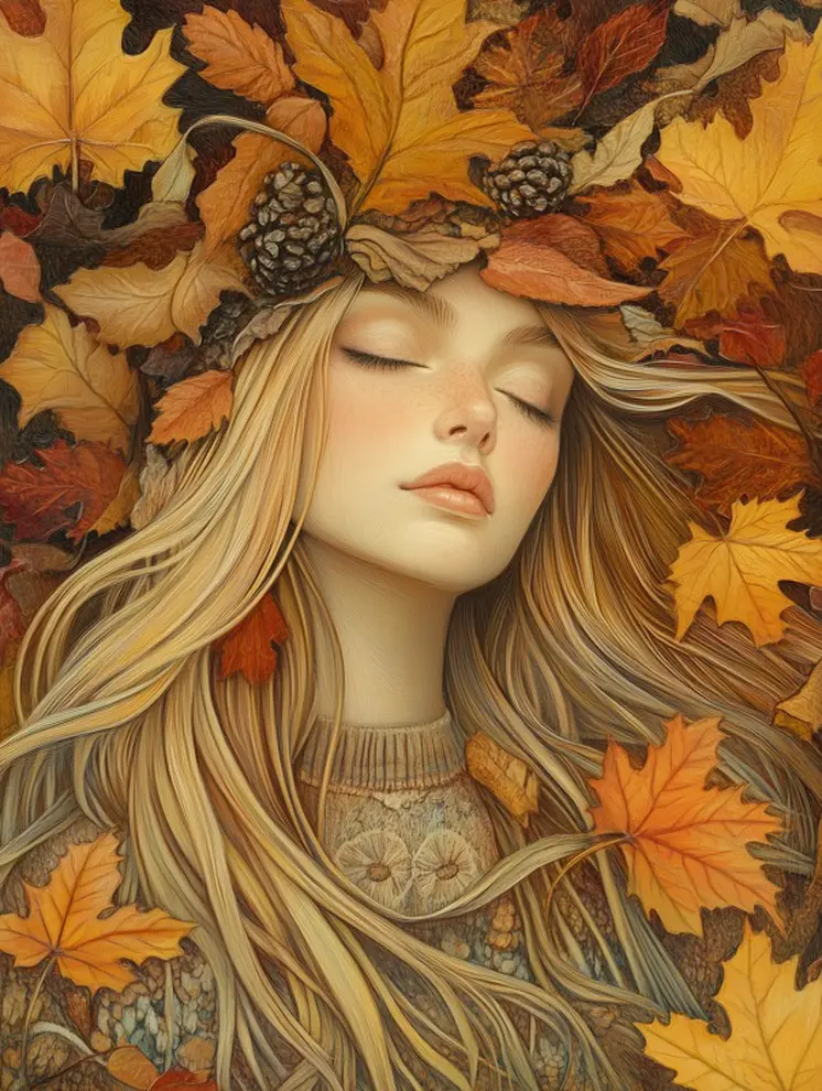 Freya the Norse Goddess In Autumn Matted Art Print