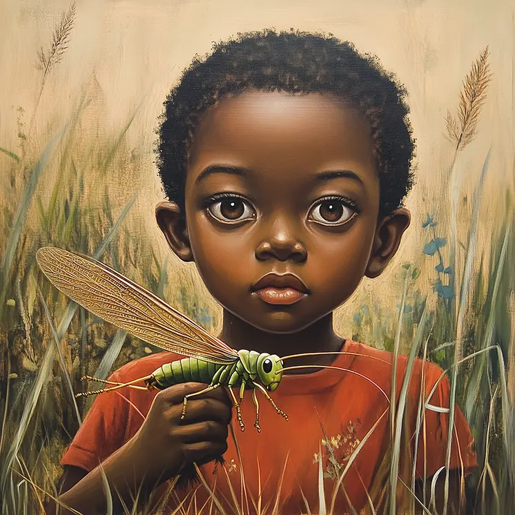 Boy and Pet Bug: Big Eyes, Low Brow, High Brow Art Wall Prints 8"x10" for 11" x 14" Frames