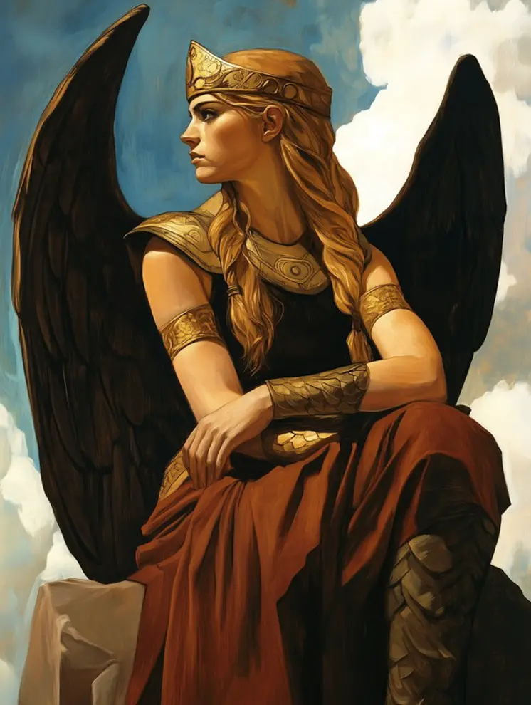 Contemplative Freya the Norse Goddess Art Print with Mat