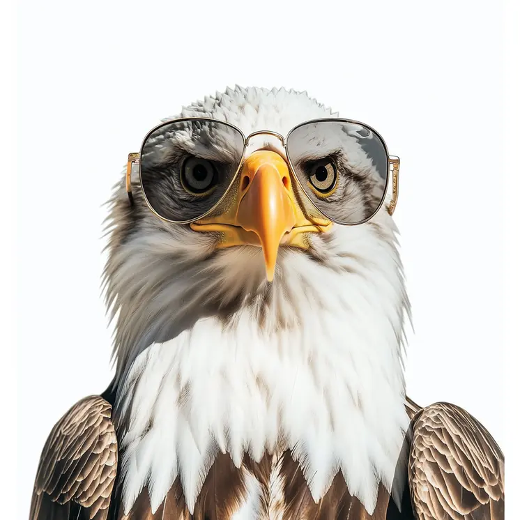 Eagle Wearing Sunglasses 8”x10” Art Print for an 11" x 14" Frame